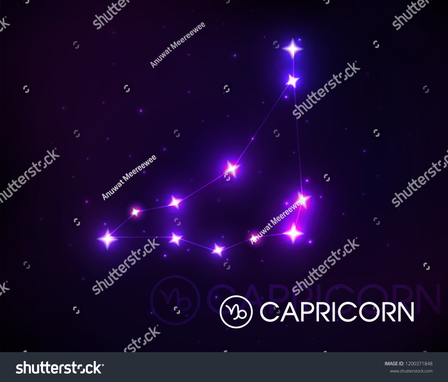 Capricorn. Position of the star, link and zodiac - Royalty Free Stock ...