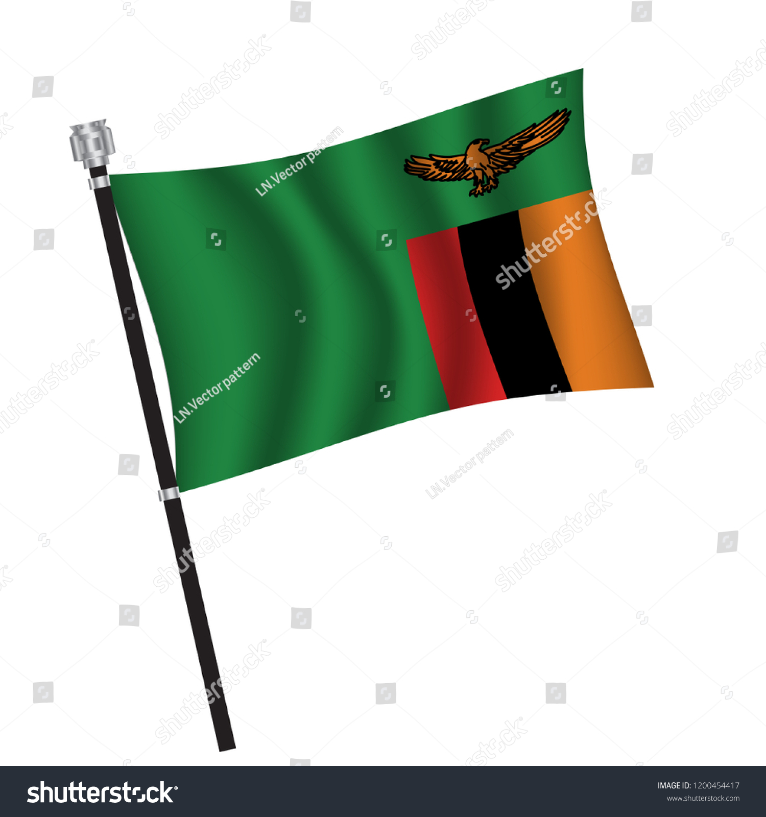 Zambia Flag Flag Of Zambia Waving On Flag Pole Royalty Free Stock