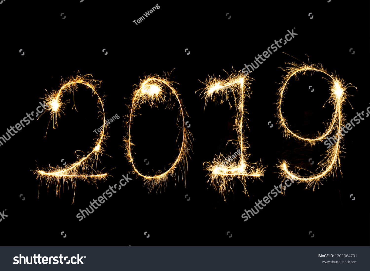 happy new year 2019 from sparkle on black background #1201064701