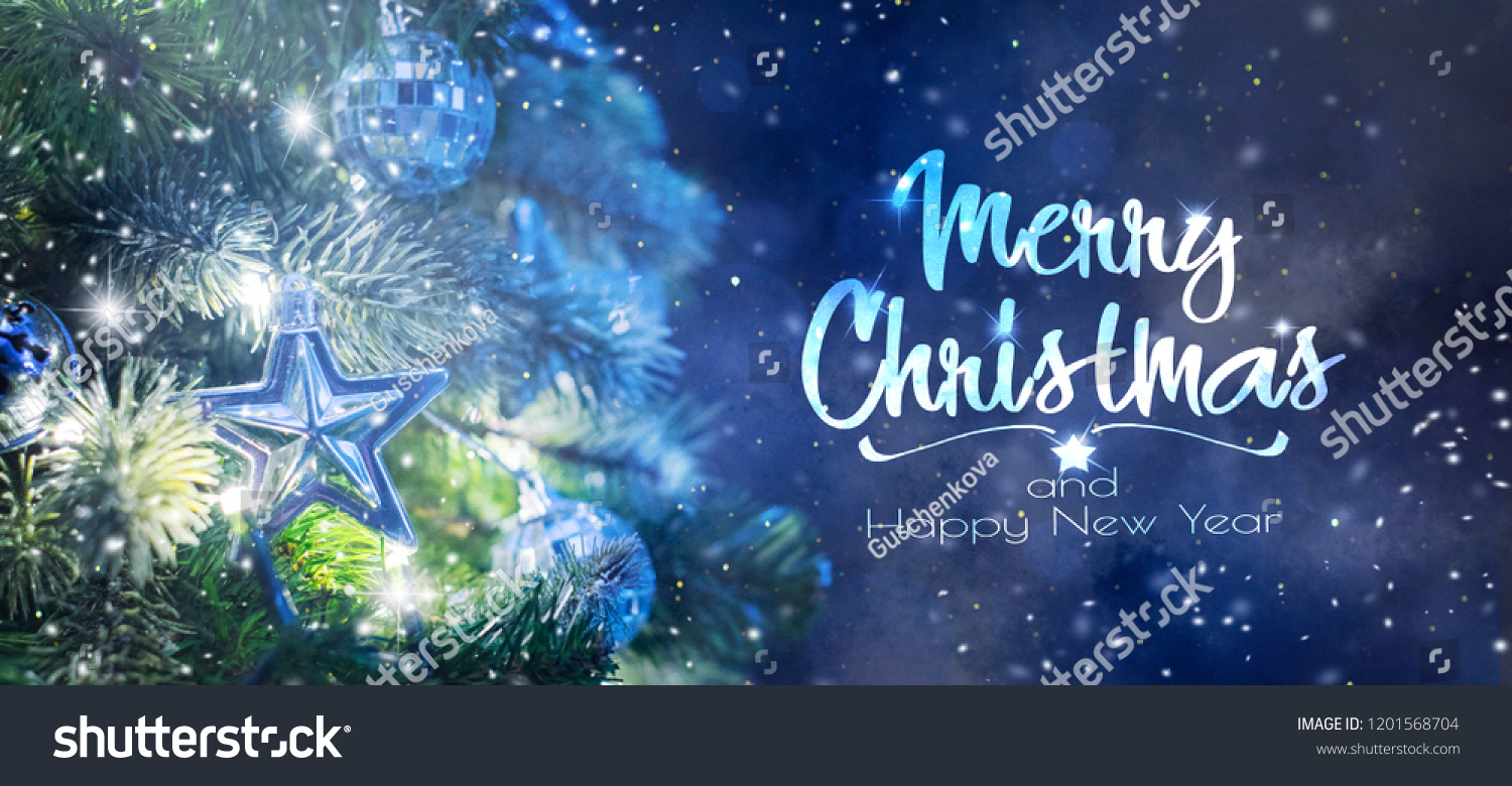 Christmas tree background and Christmas decorations. Blurred background #1201568704