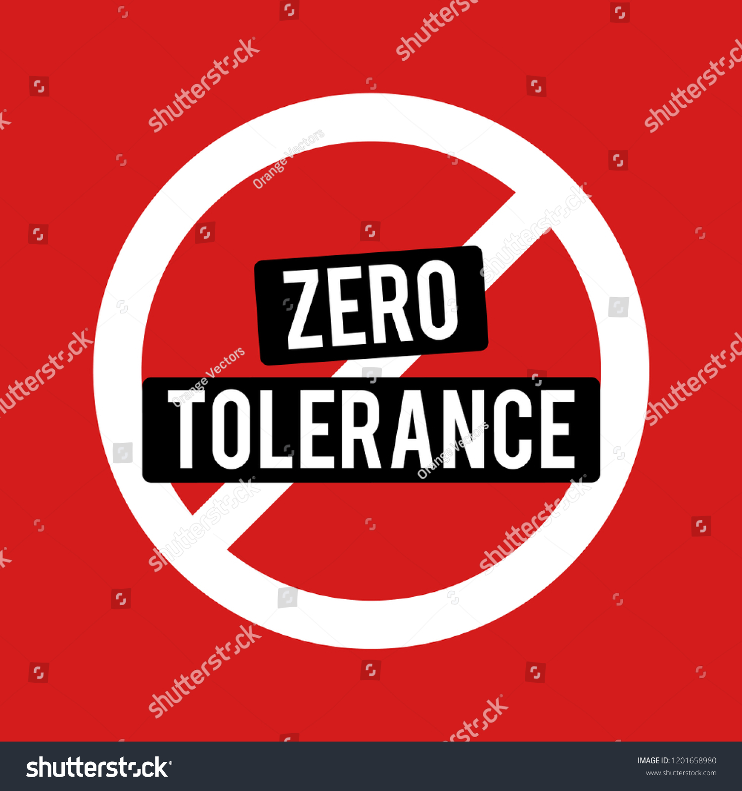 Zero Tolerance Sign Royalty Free Stock Vector 1201658980 9371