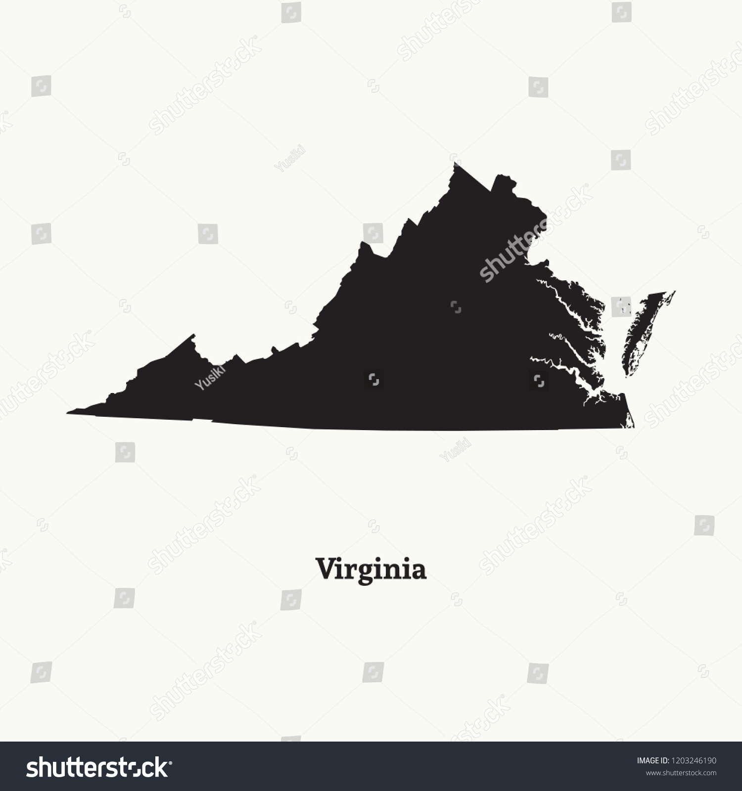 Outline Map Of Virginia Isolated Vector Royalty Free Stock Vector   Avopix 1203246190 