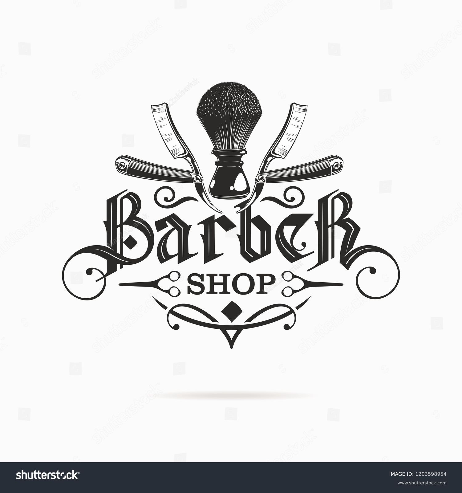 barber shop logo with gothic lettering #1203598954