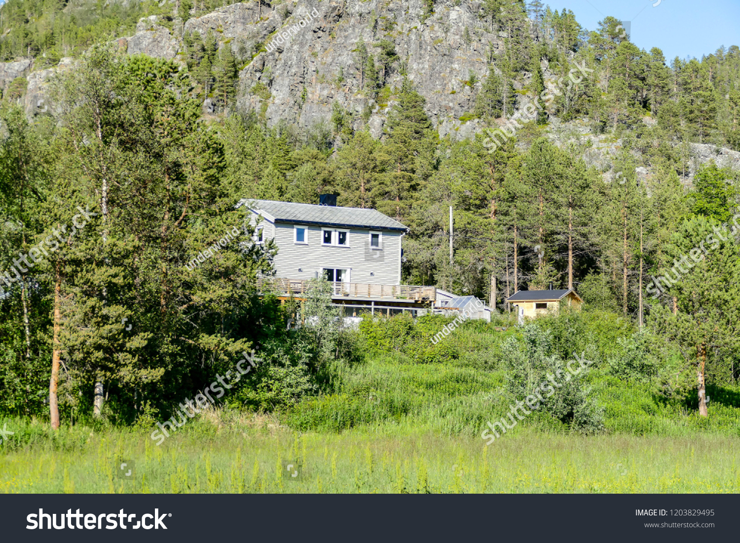 house in the forest, in Sweden Scandinavia North Europe #1203829495