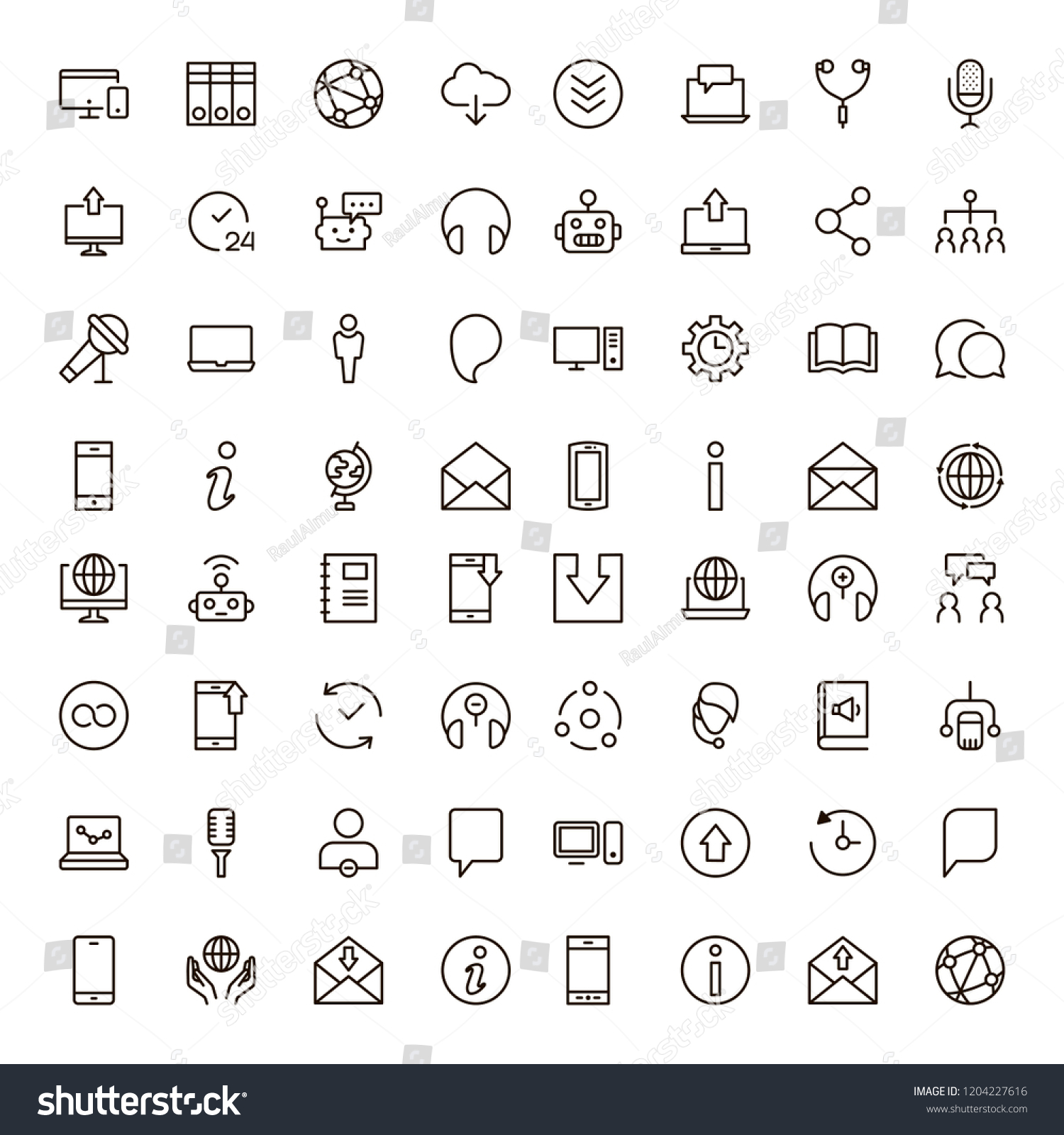 Chat icon set. Collection of high quality outline message pictograms in modern flat style. Black bubble symbol for web design and mobile app on white background. Forum line logo. #1204227616