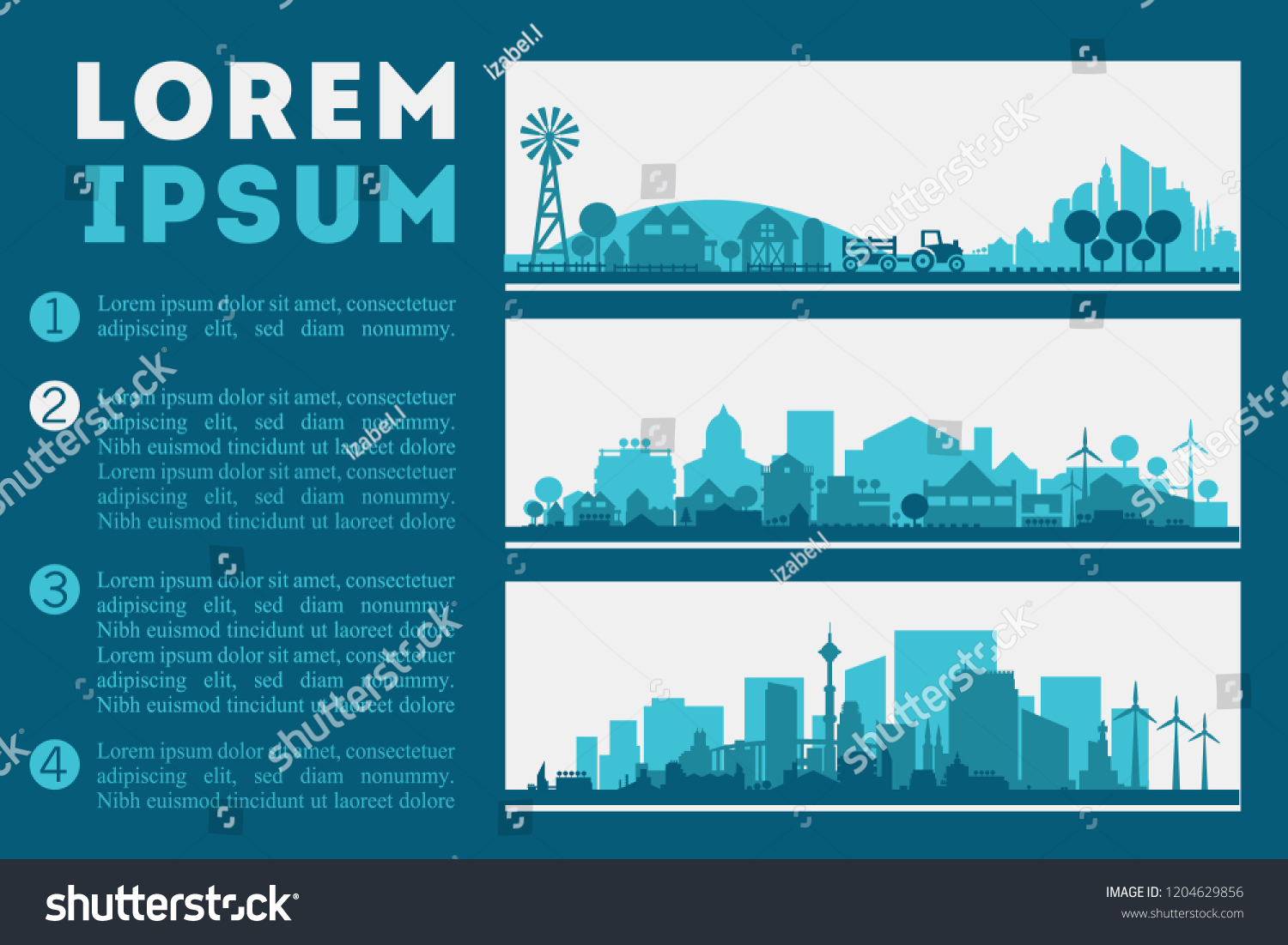 City Skyline Illustration, City and Town Concept Banners #1204629856