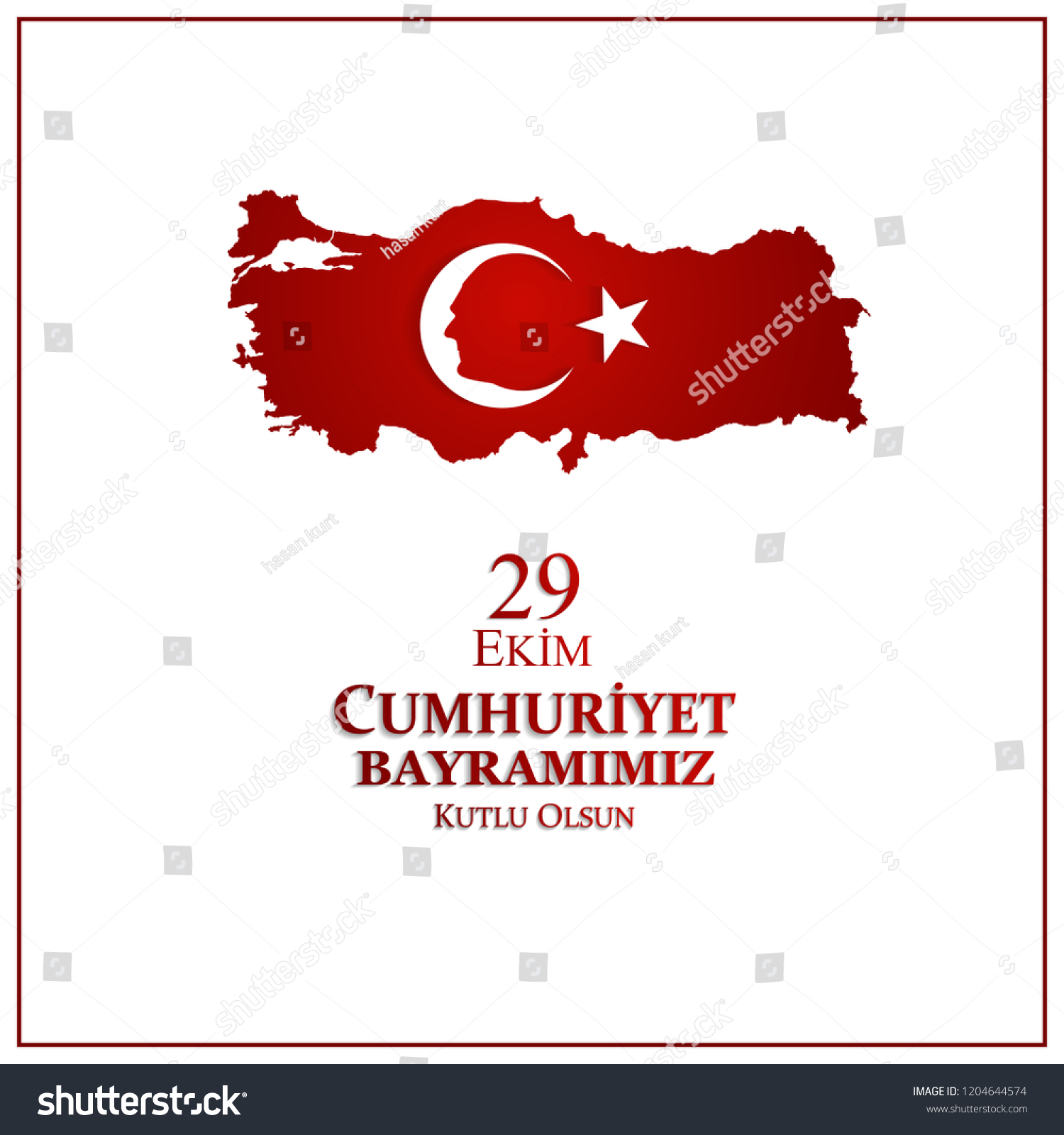 29 Ekim Cumhuriyet Bayrami Day Turkey Royalty Free Stock Vector 1204644574