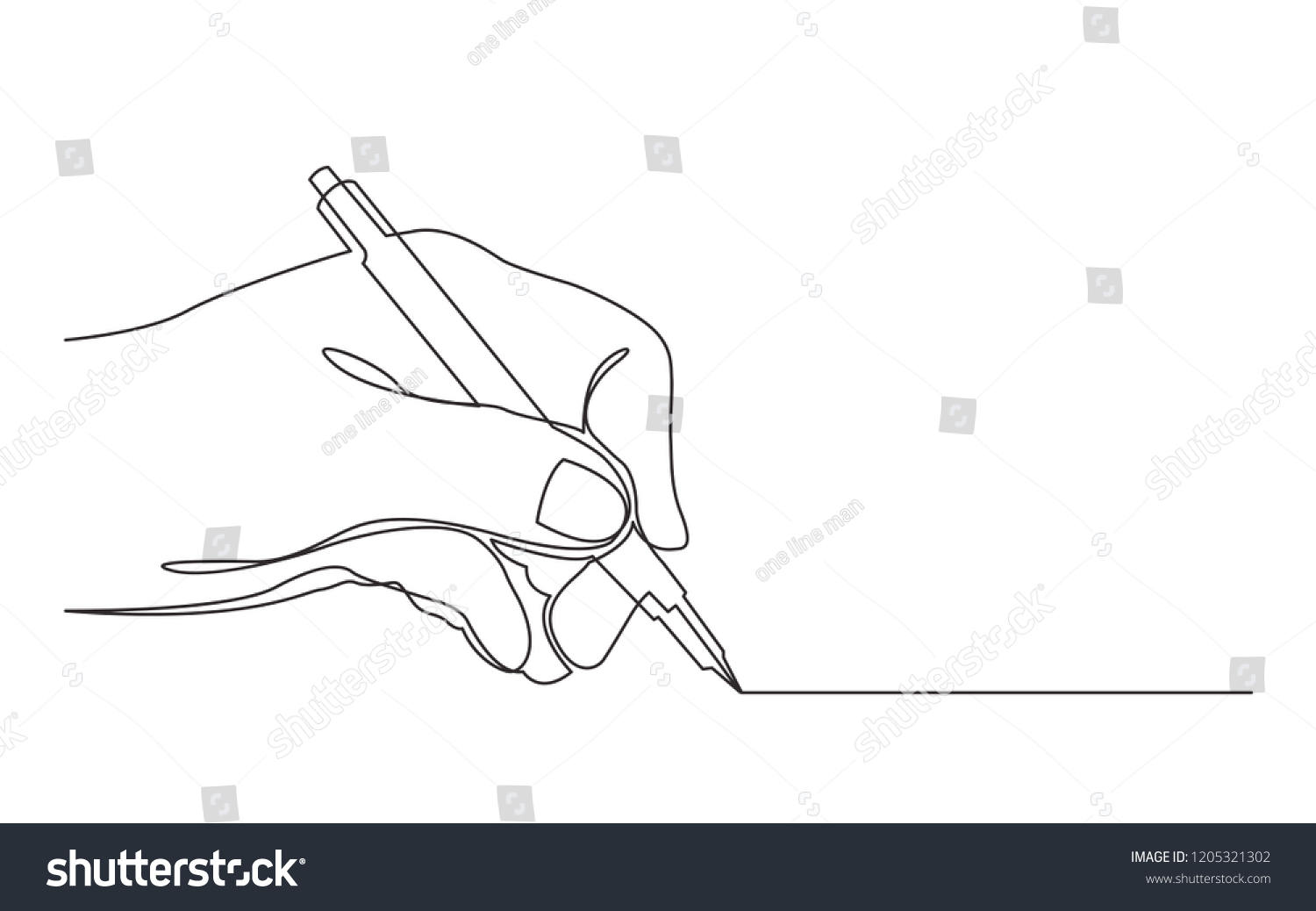 continuous line drawing of hand drawing line with pen #1205321302