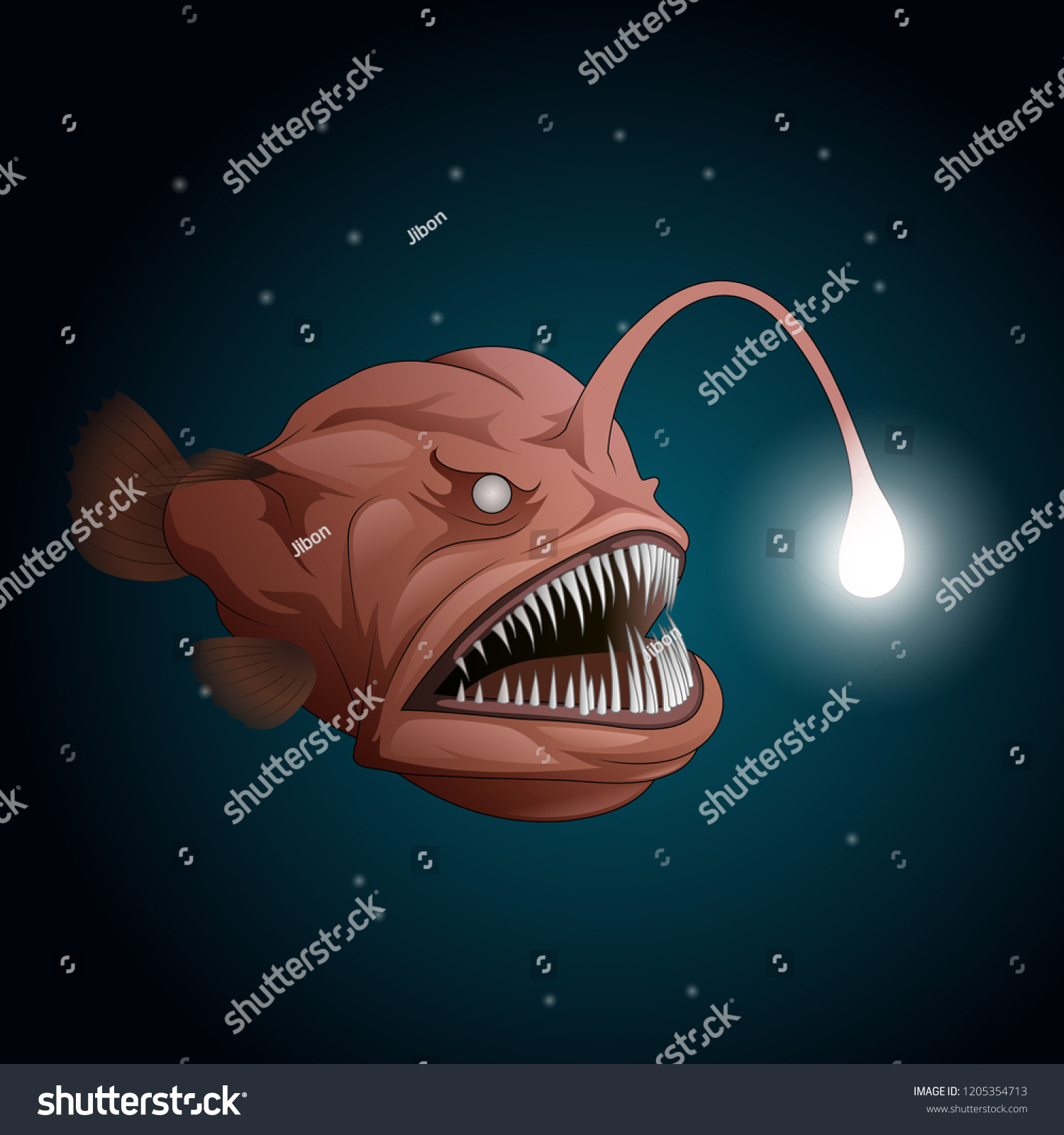 Anglerfish mouth on dark background. Luminous - Royalty Free Stock ...