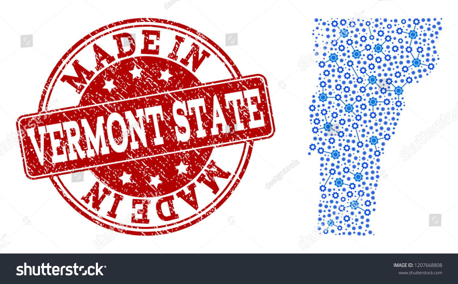 Map Of Vermont State Vector Mosaic And Made In Royalty Free Stock