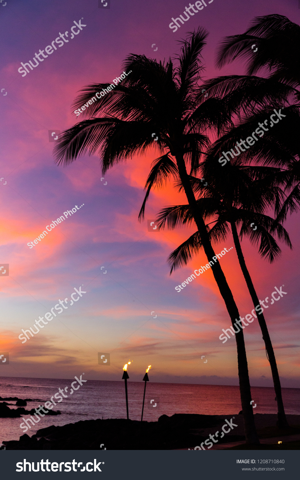 Sunset Over The Beach From Browns Stock Photo 1208710840