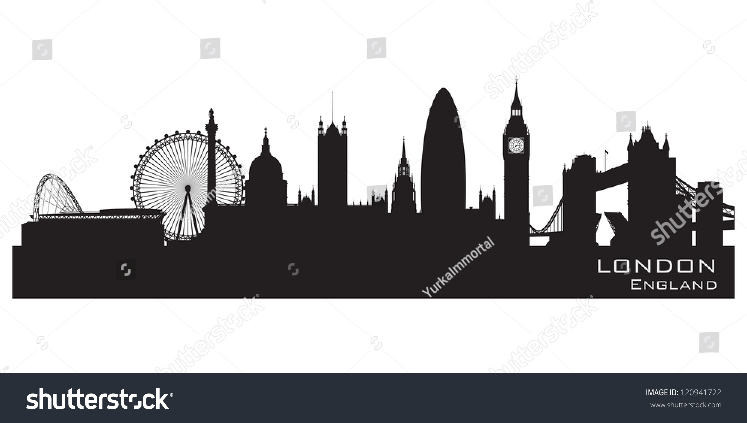 London, England skyline. Detailed silhouette. Vector illustration #120941722