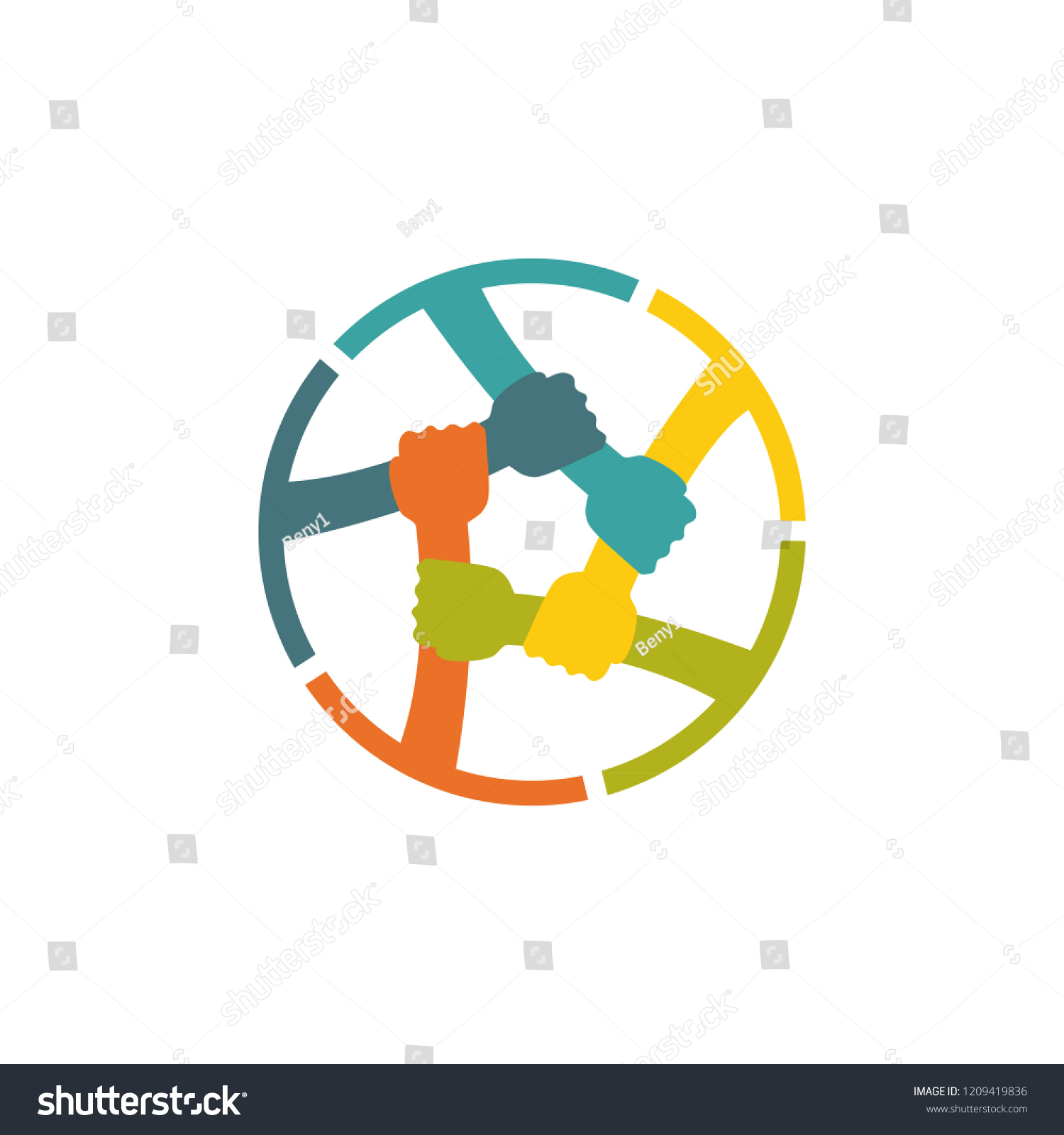 Hands connecting logo - Royalty Free Stock Vector 1209419836 - Avopix.com