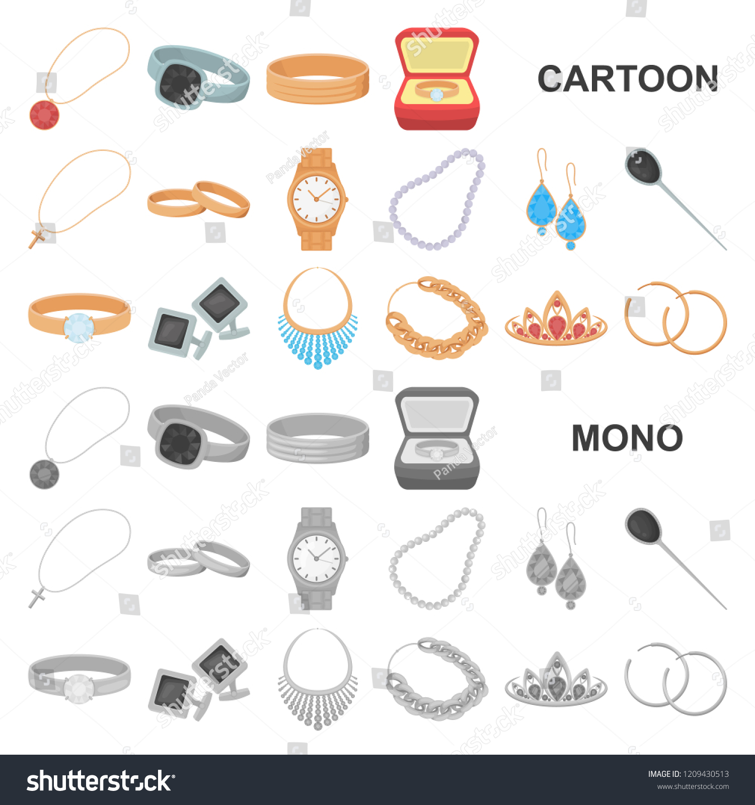 Jewelry and accessories cartoon icons in set - Royalty Free Stock ...