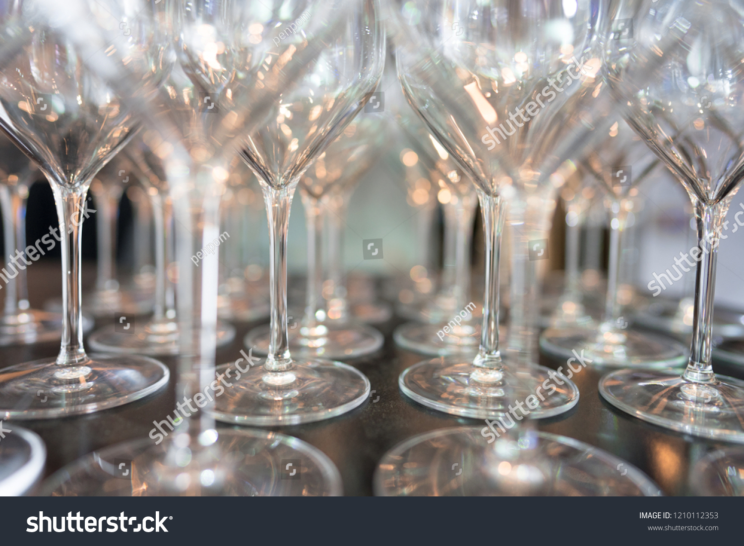 repetition of wine glass reflection and glamour. endless night of a classy party #1210112353
