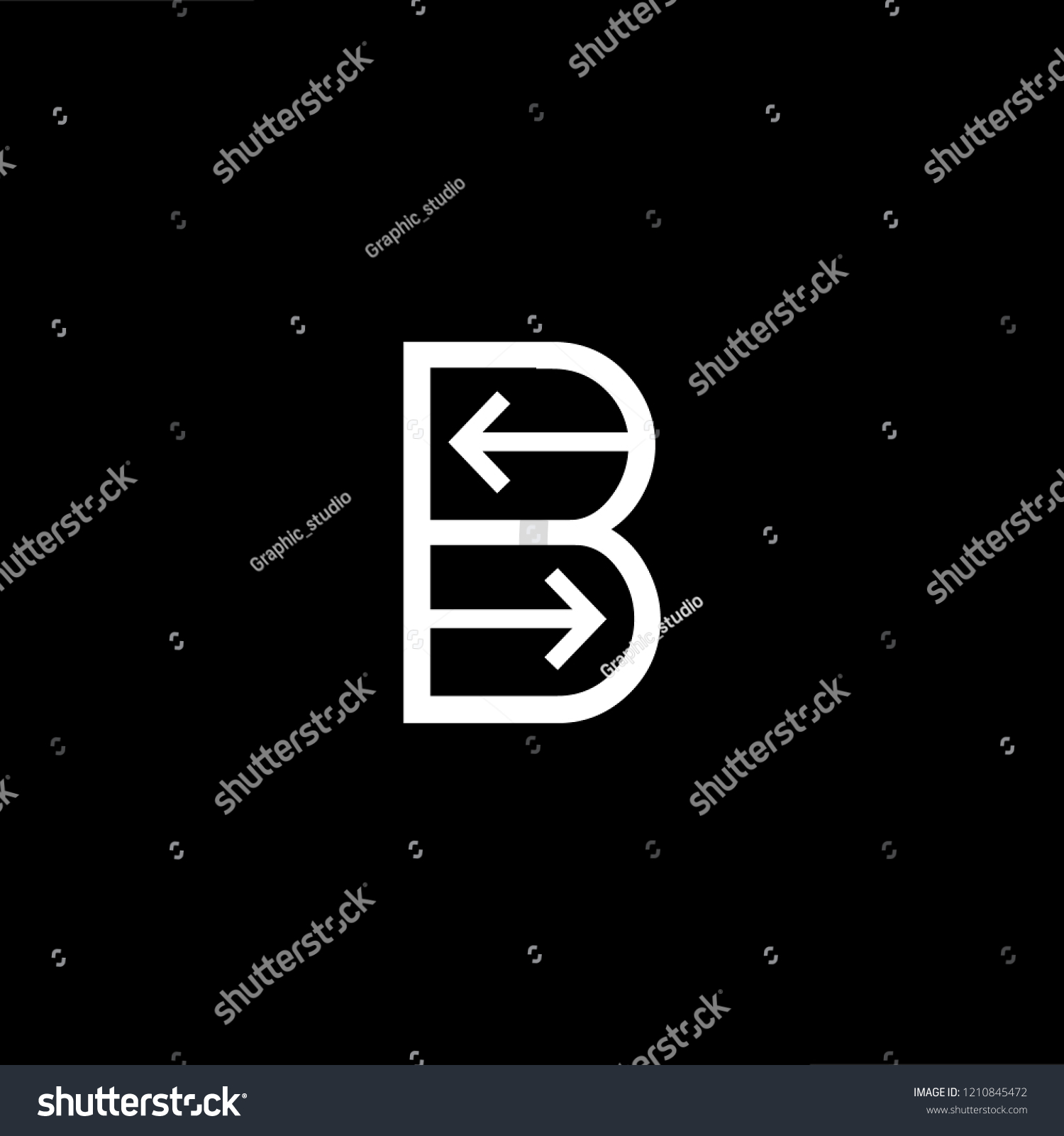 Letter B BB Minimalist Art Monogram Arrow Shape - Royalty Free Stock ...