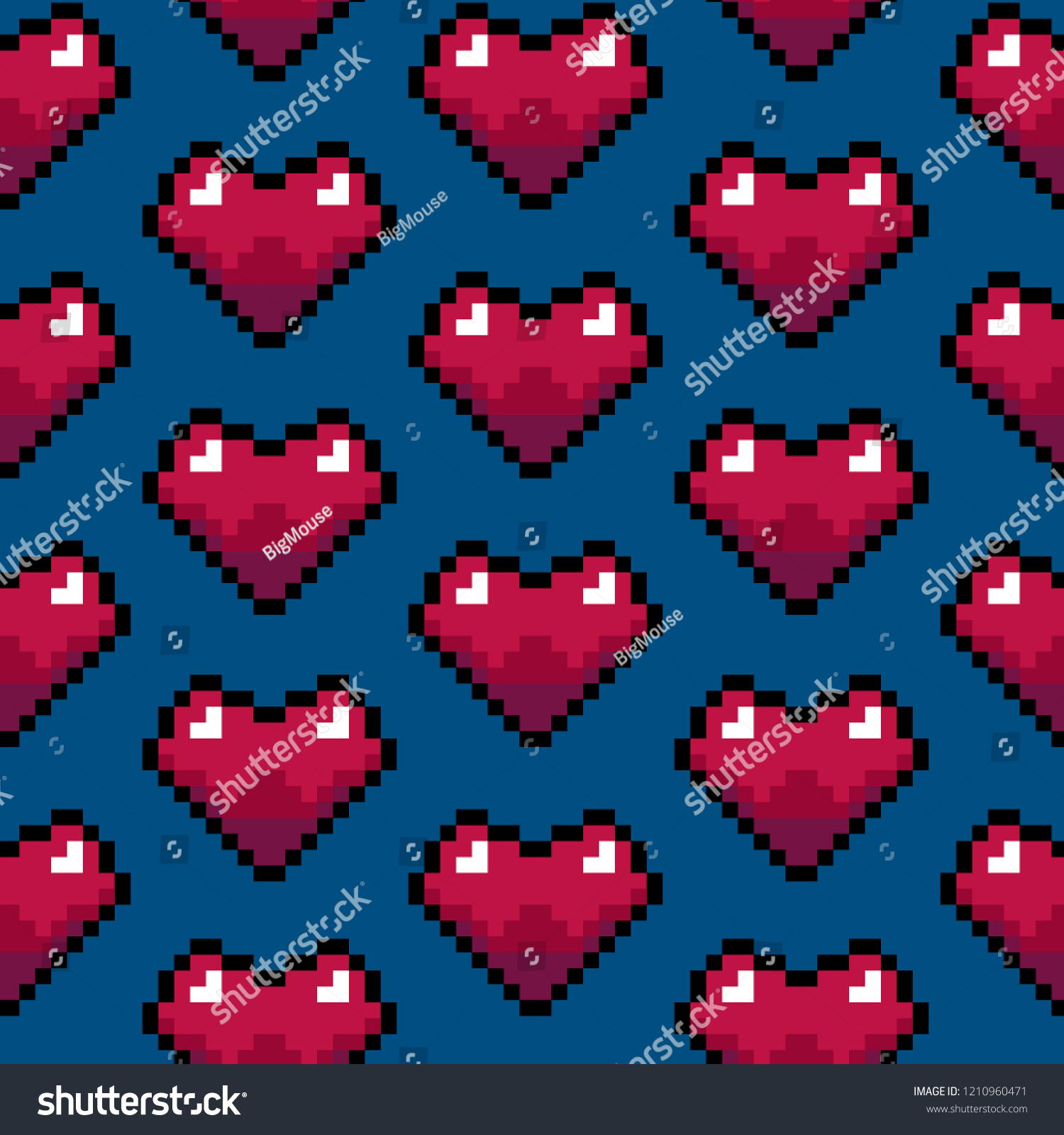 Color Pixel Heart Games Seamless Pattern - Royalty Free Stock Vector ...