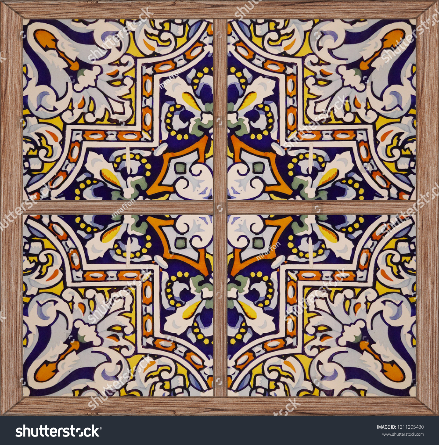 Tile design on floor. Tile with patterned.  Tile decorated insert. #1211205430