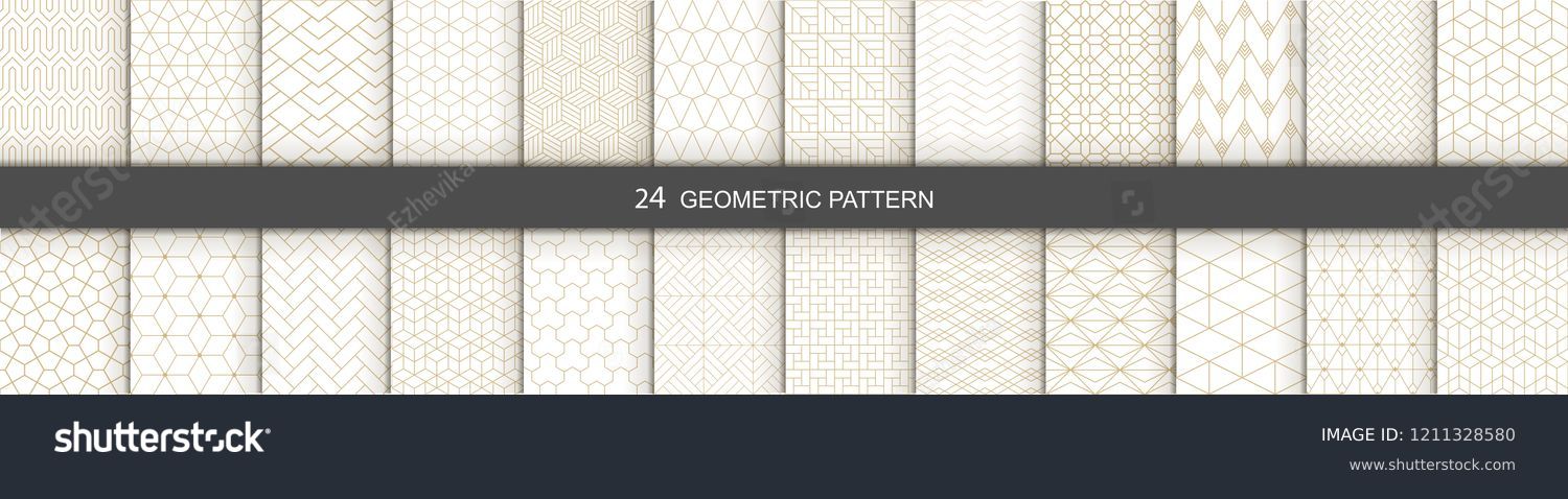 Set of Geometric seamless patterns. Abstract geometric  hexagonal  graphic design print 3d cubes pattern. Seamless  geometric cubes pattern. #1211328580