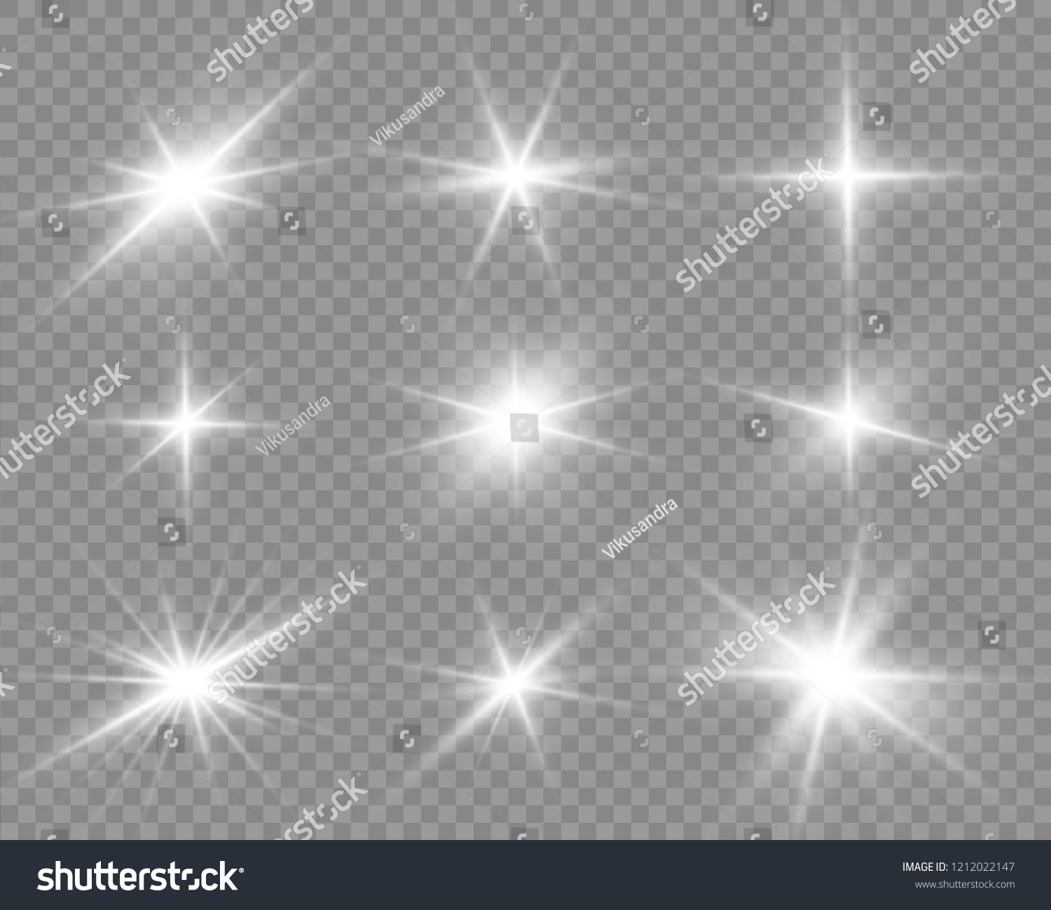 Glow isolated white light effect set, lens flare - Royalty Free Stock ...