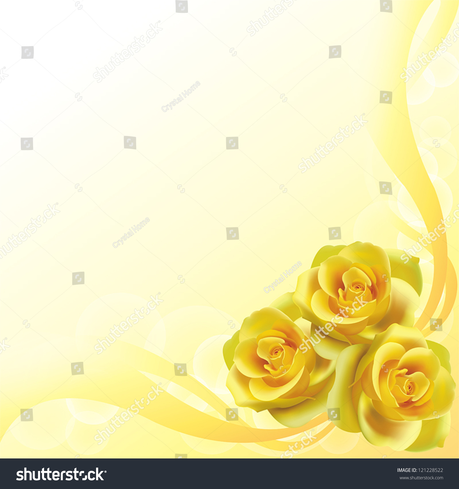 Yellow roses flower background pattern layout for love, wedding and valentine festival and can be use for invitation card, create by vector #121228522