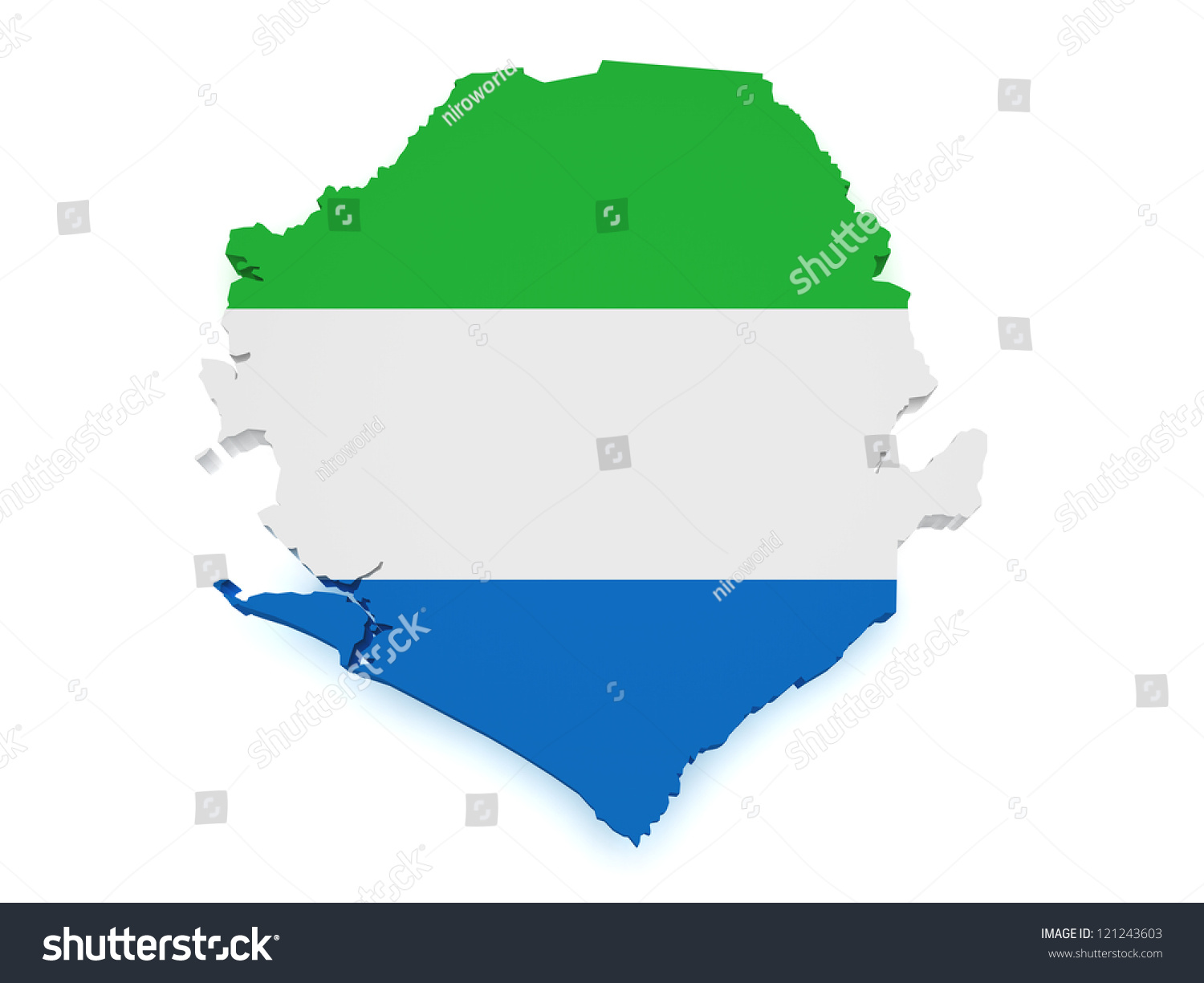 Shape 3d of Sierra Leone map with flag isolated - Royalty Free Stock ...