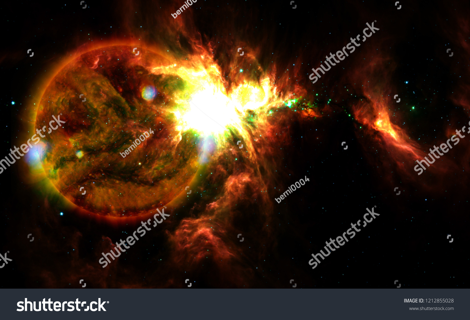 solar flare sun in the univers coronal mass ejection  Solar Dynamics Elements of this image furnished by NASA   #1212855028