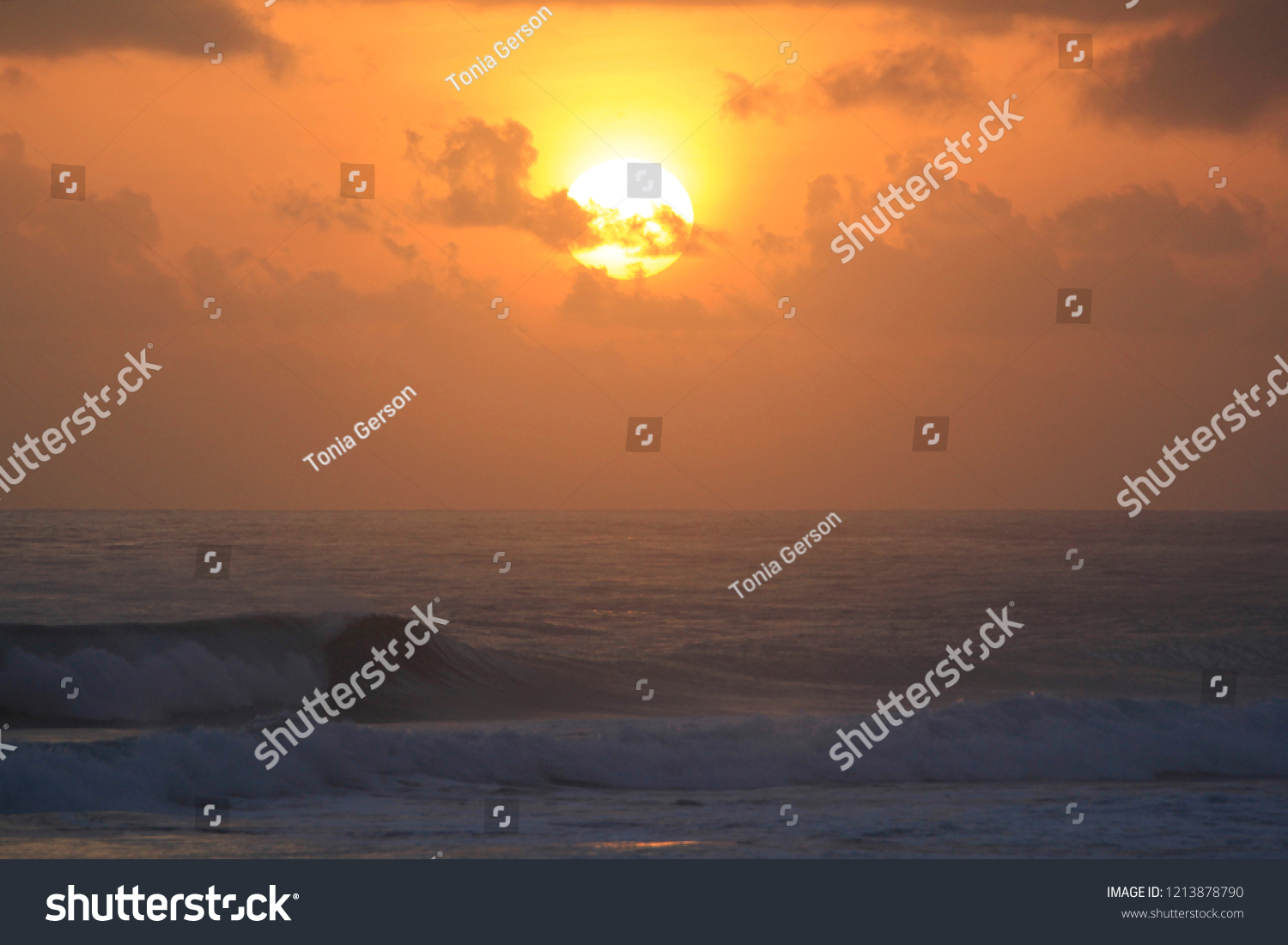 sunrise with waves #1213878790