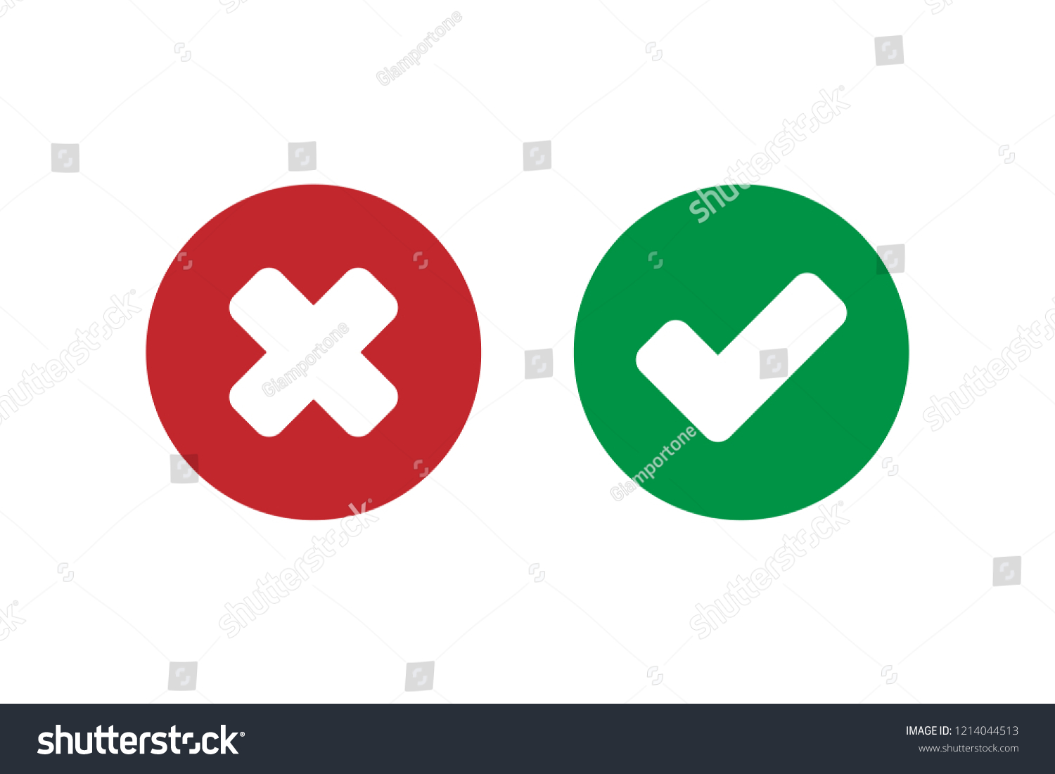 Green Check Mark And Red Cross Inside A Circle Royalty Free Stock