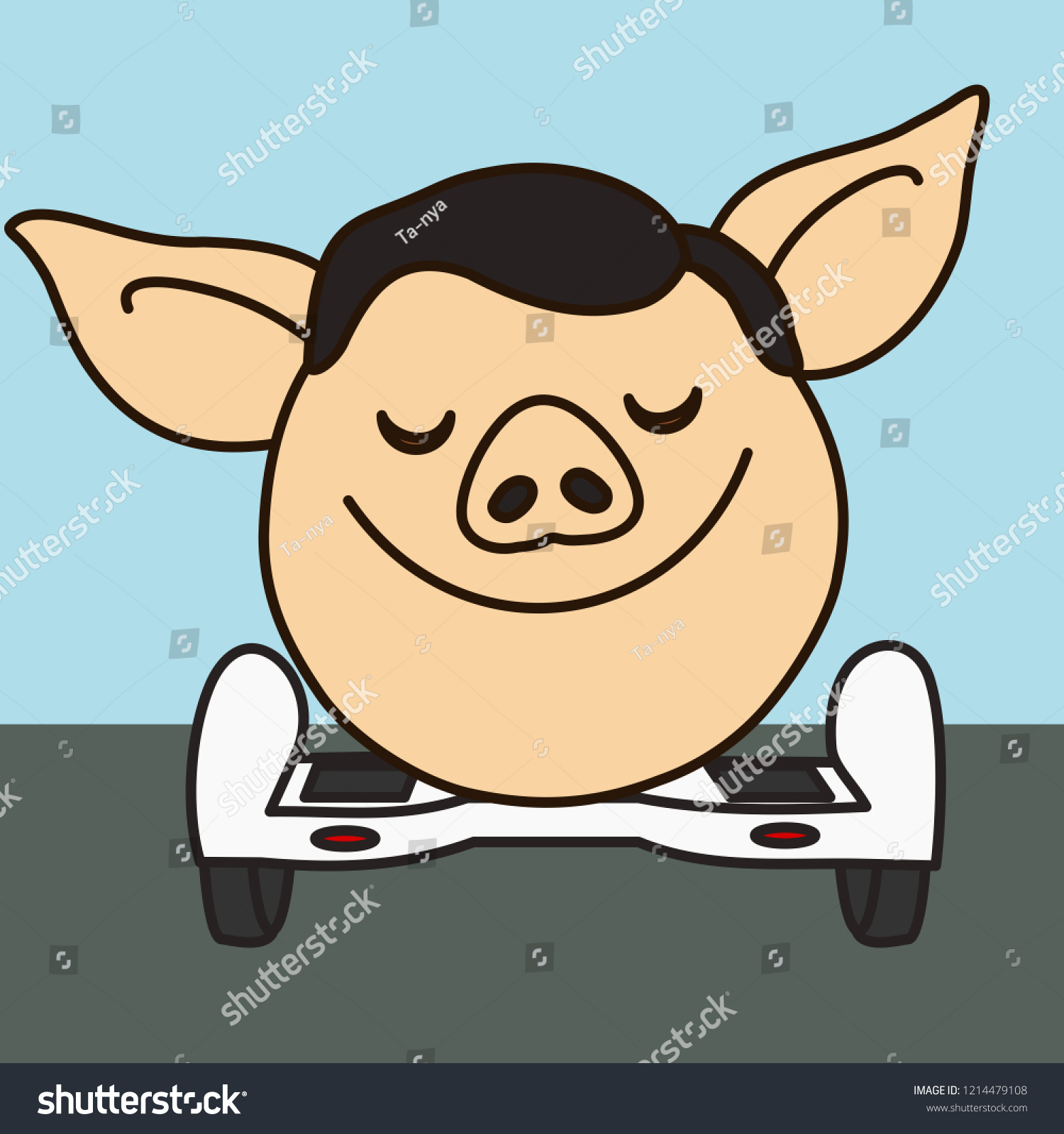 Emoji With Pig Man That Is Hovering On Gyro Royalty Free Stock Vector 