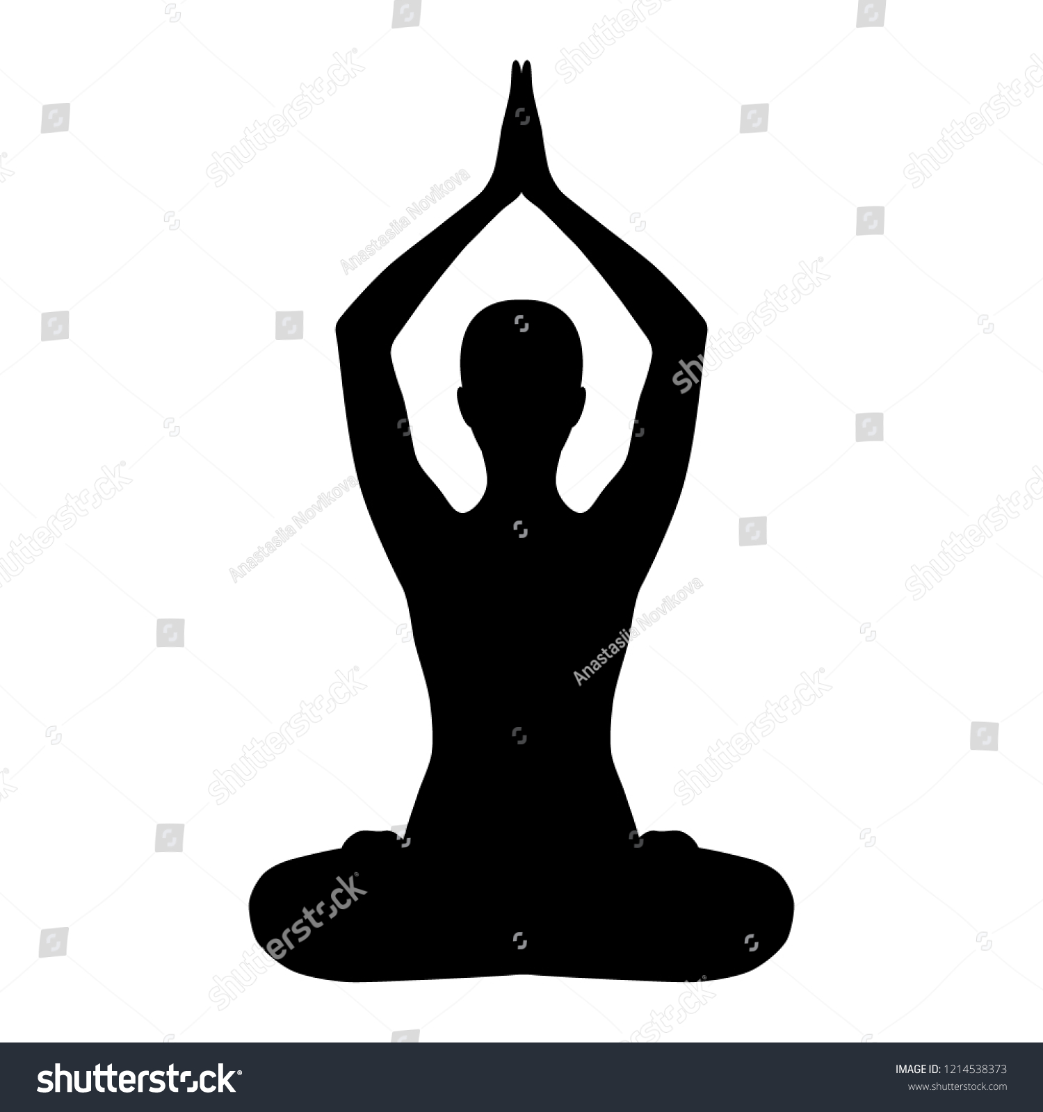 Yoga silhouette padmasana with namaste overhead. - Royalty Free Stock ...