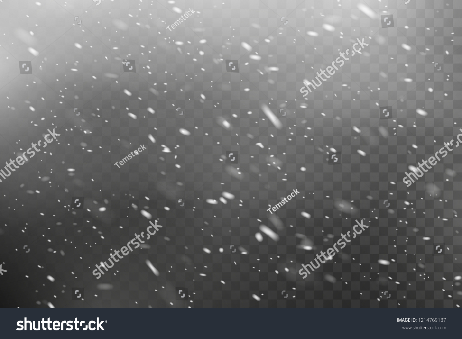 Falling Christmas snow. Snowstorm and blizzard. Snowflakes isolated on transparent background. #1214769187