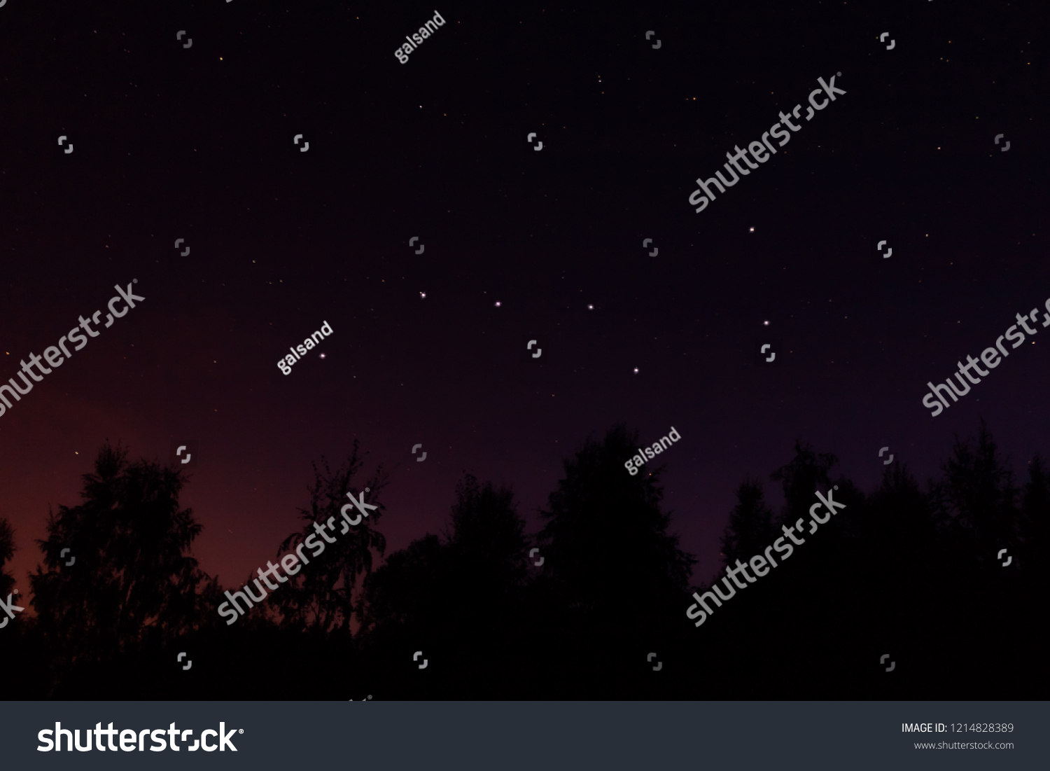 Constellation Ursa Major (big dipper or Great Bear) in the night starry sky #1214828389