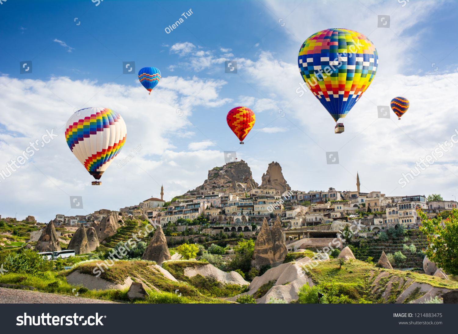 The great tourist attraction of Cappadocia - balloon flight. Cappadocia is known around the world as one of the best places to fly with hot air balloons. Goreme, Cappadocia, Turkey #1214883475