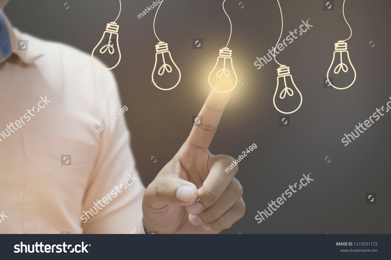 Businessman pressing light creative  idea Concept  idea and innovation #1215531172
