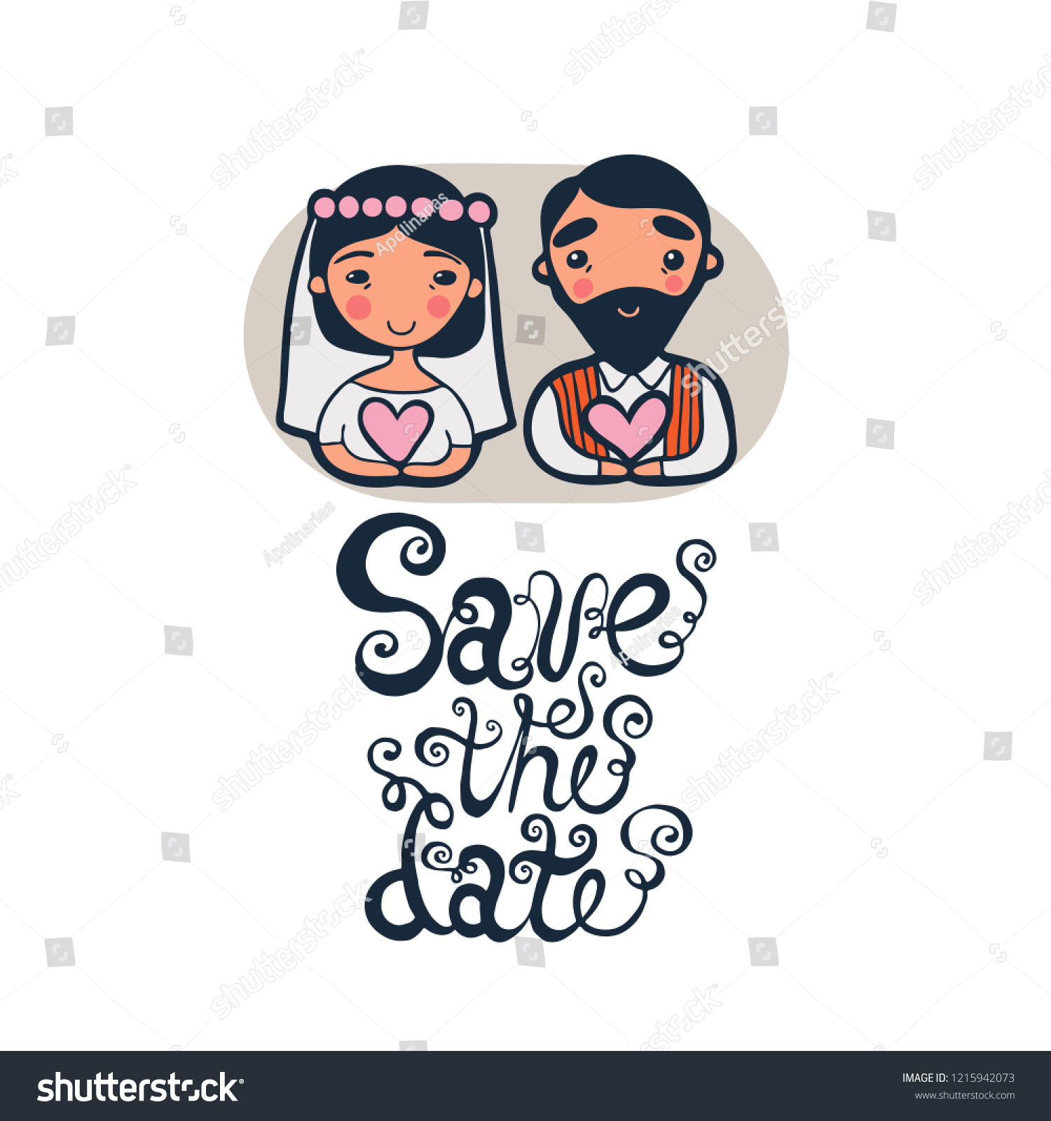 Wedding Invitation Card With Bride And Groom Royalty Free Stock Vector 1215942073 7484