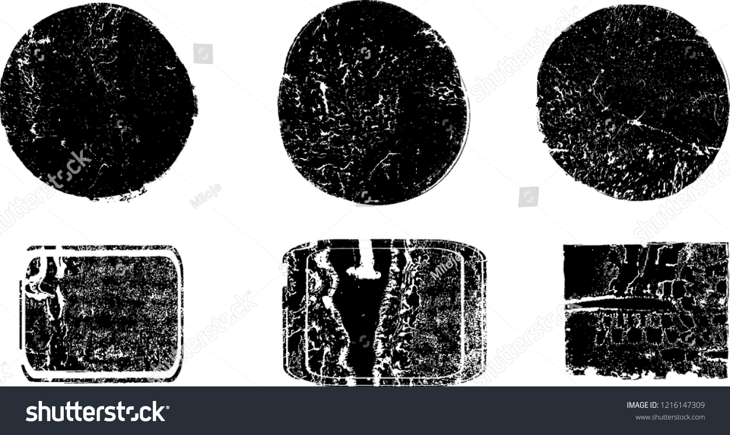 Grunge post Stamps Collection, Circles. Banners, Insignias , Logos, Icons, Labels and Badges Set . vector distress textures.blank shapes. #1216147309
