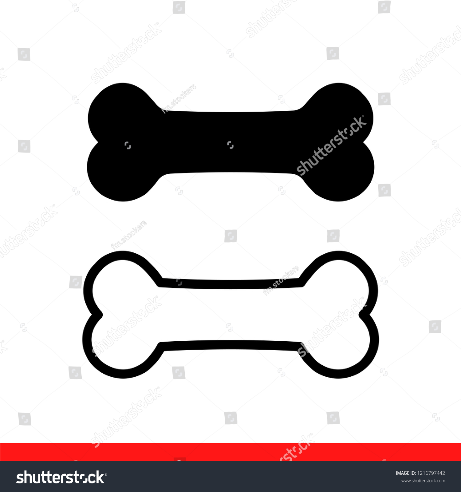 Dog bone icon in modern flat design isolated on white background, pet food vector illustration for web site or mobile app #1216797442