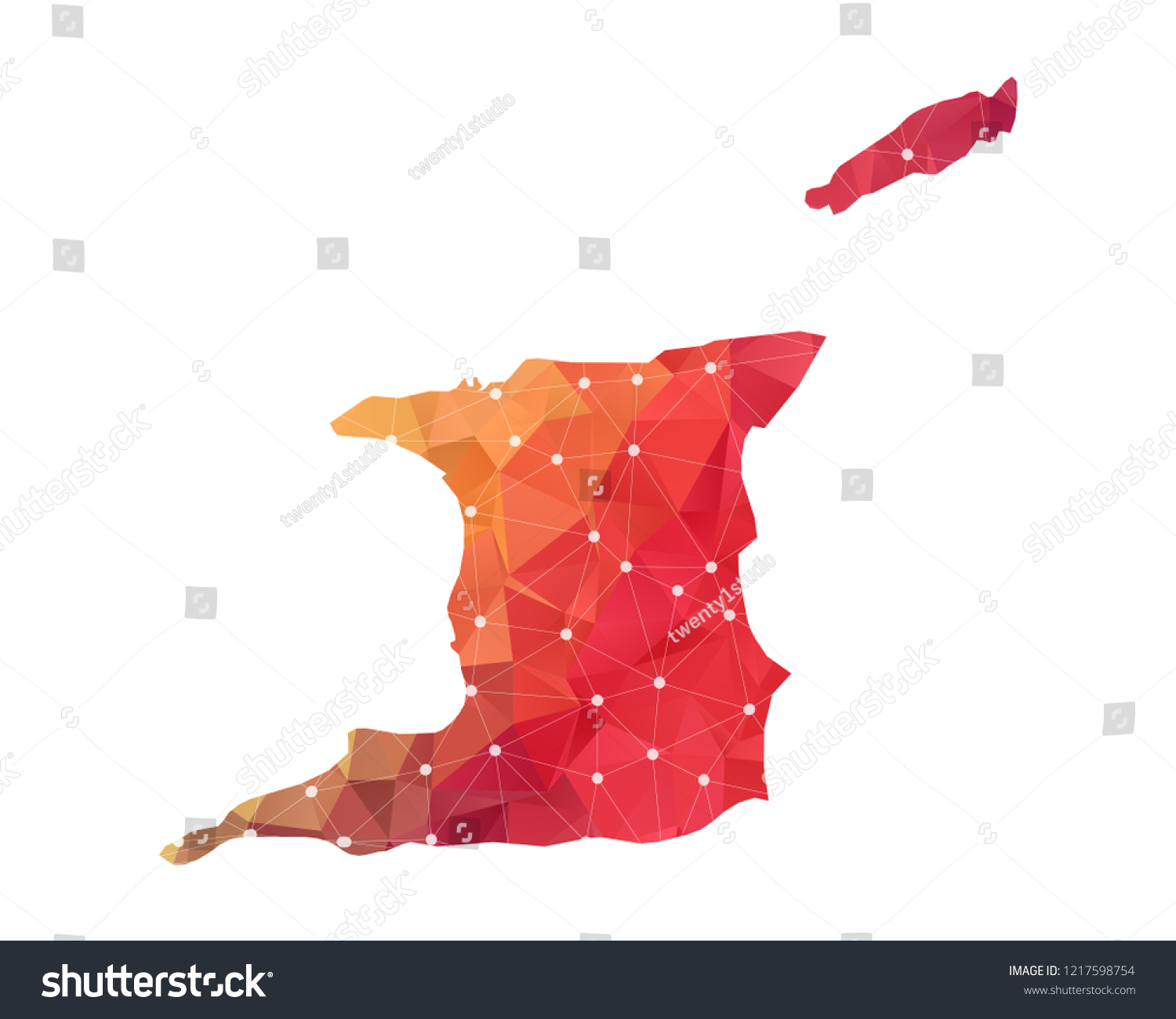 Trinidad And Tobago Map Abstract Geometric Royalty Free Stock