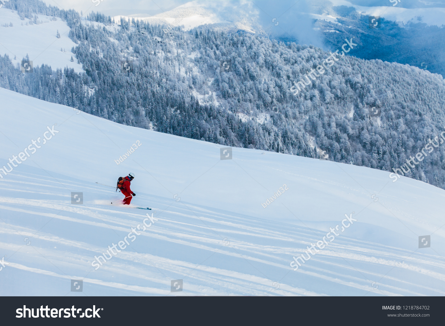 Skier in beautiful resort #1218784702