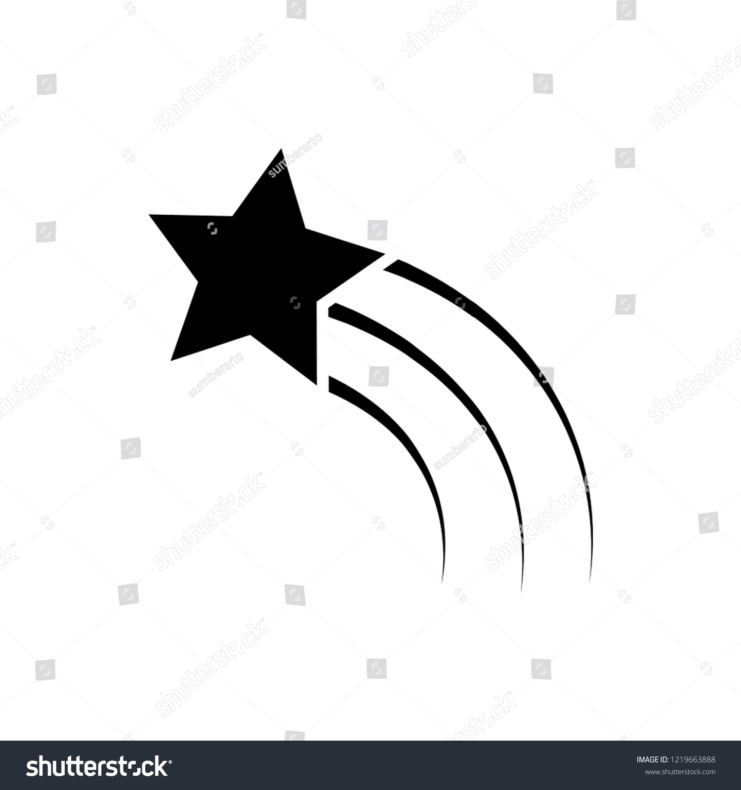 Shooting Star Icon Vector - Royalty Free Stock Vector 1219663888 