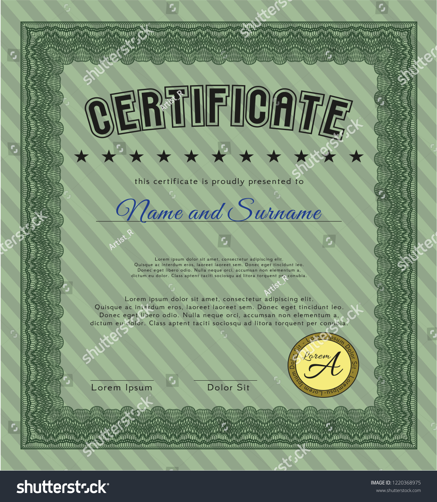 Green Diploma template. Superior design. - Royalty Free Stock Vector ...