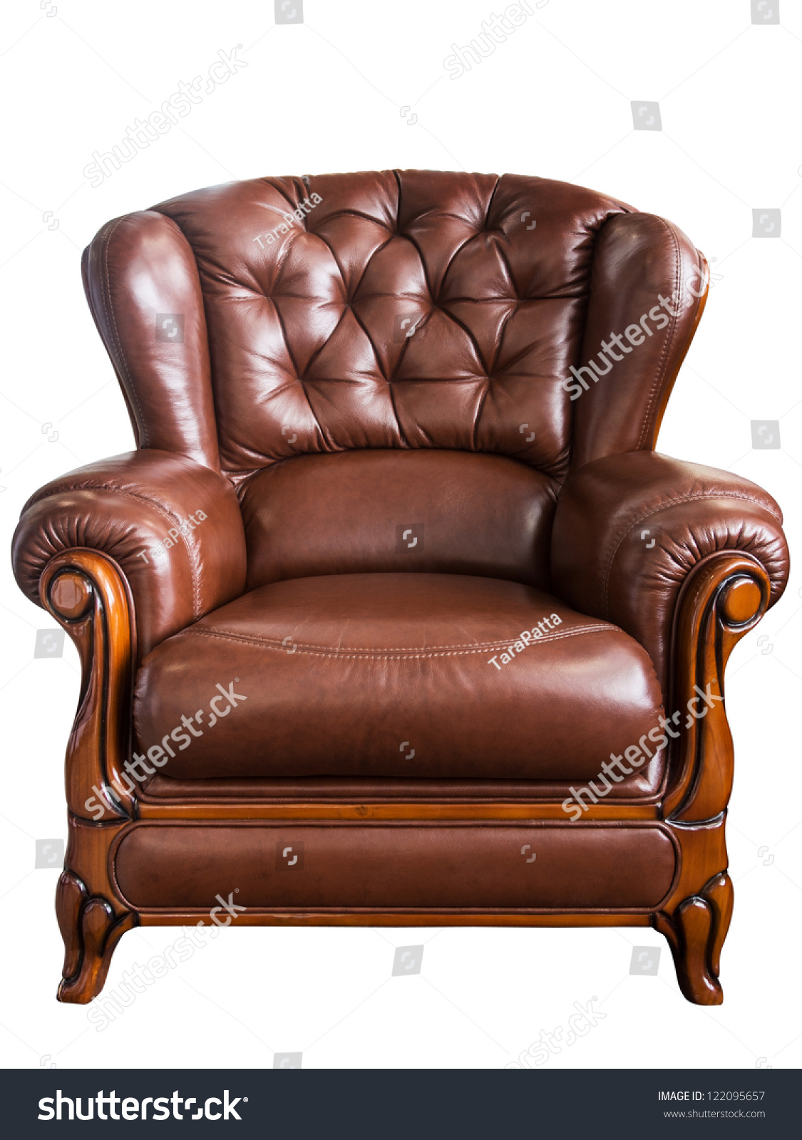 Old styled brown vintage armchair isolated on white background #122095657