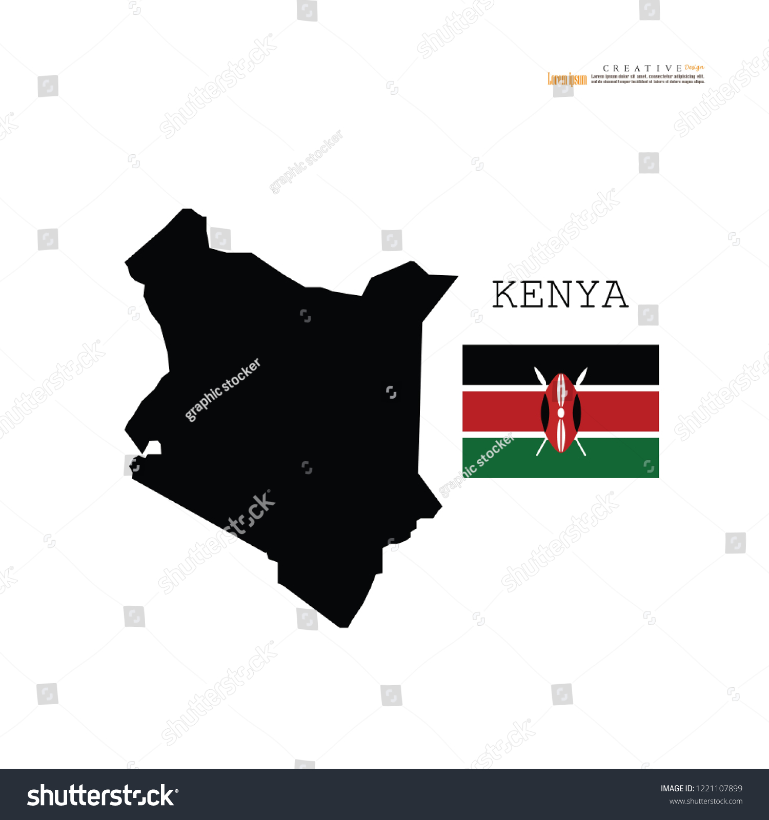 outline map of Kenya with nation flag.vector - Royalty Free Stock ...