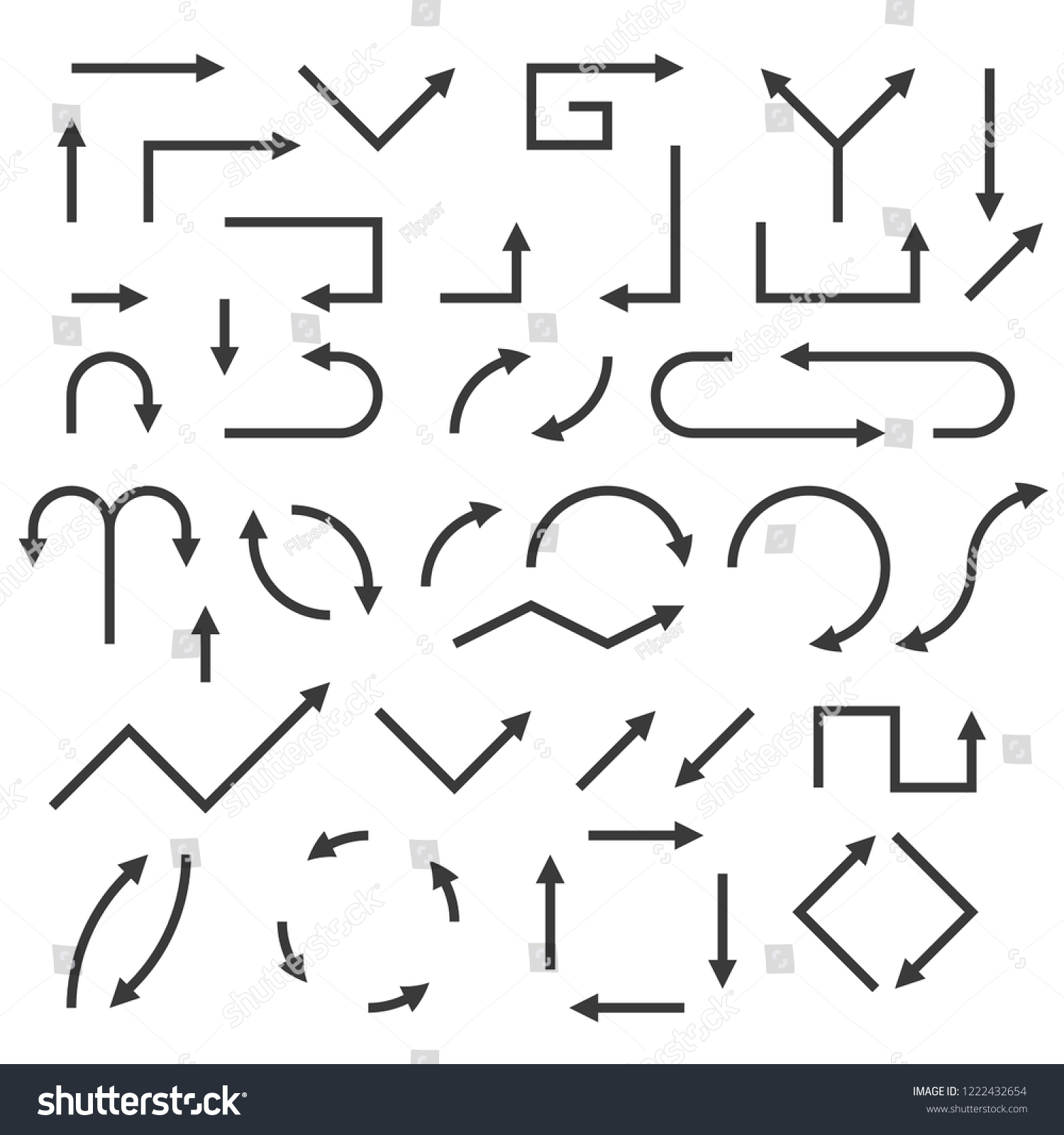 Black arrows. Vector illustration isolated on white background #1222432654