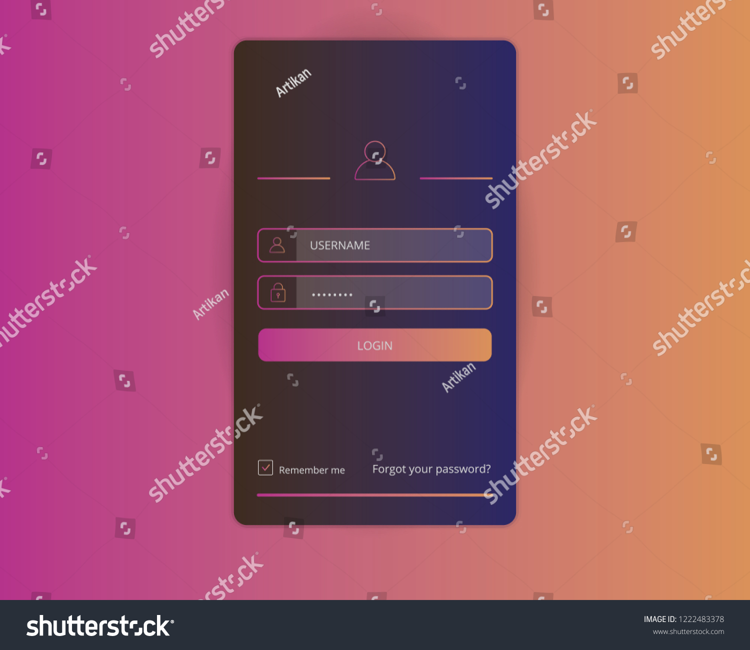 Login user interface. Sign in web element template window. For Website, Mobile, Computer, Application etc. Vector illustration. login template #1222483378
