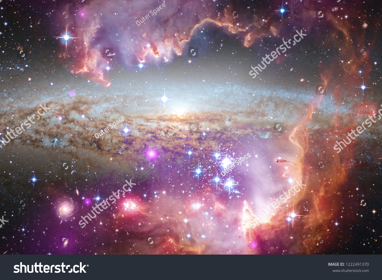 Awesome galaxy in outer space. Starfields of endless cosmos. Elements of this image furnished by NASA #1222491370