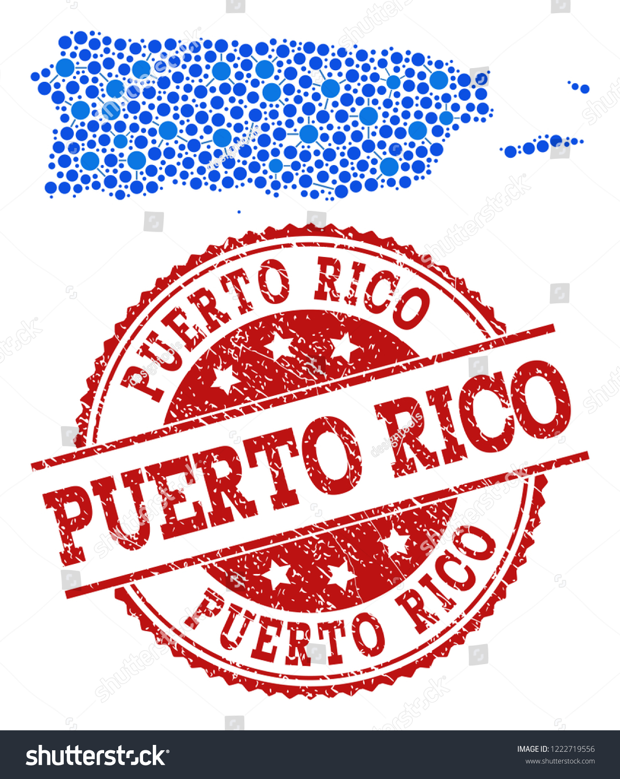 Compositions of blue map of Puerto Rico and red - Royalty Free Stock ...