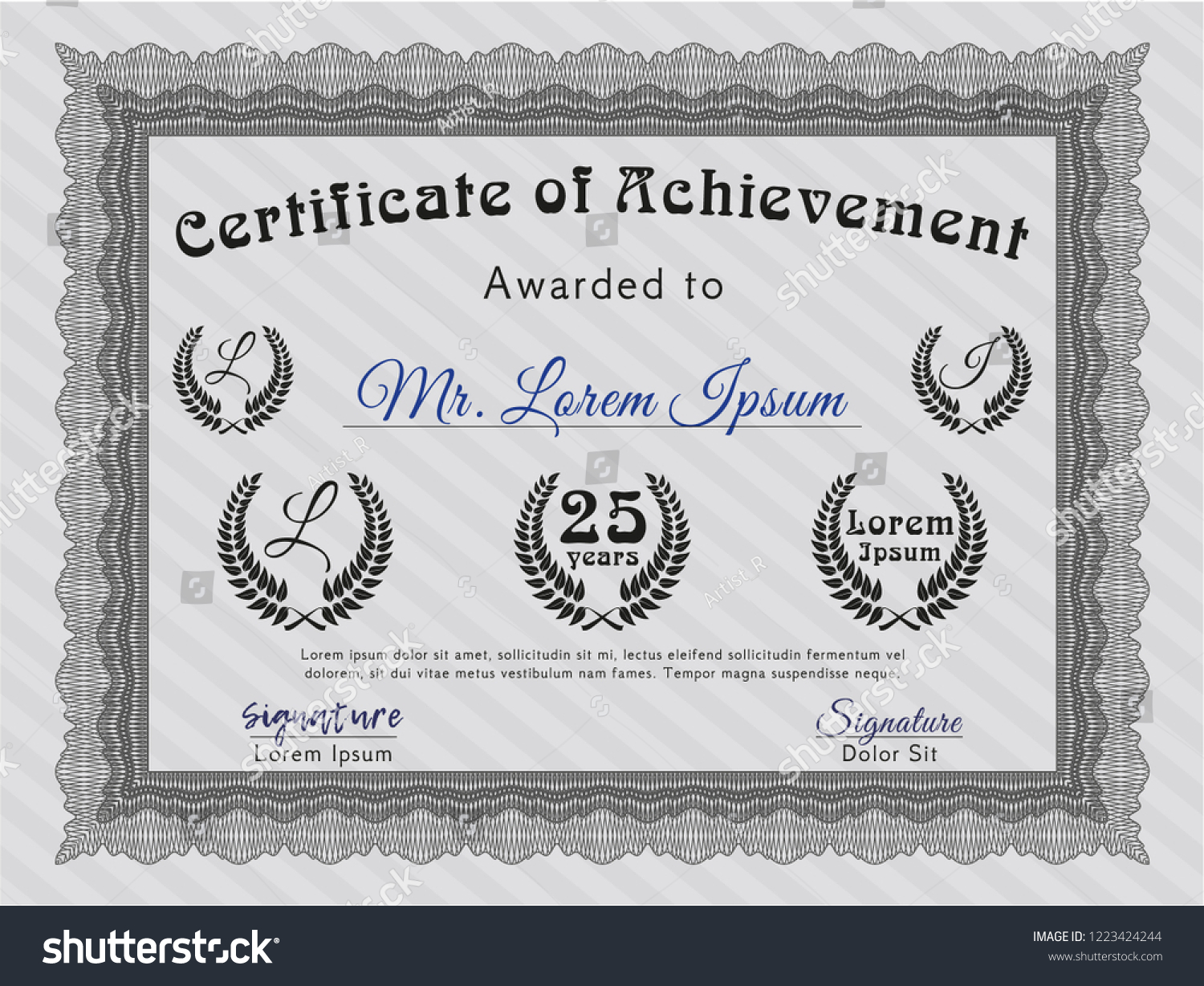 Grey Awesome Certificate Template Money Style Royalty Free Stock Vector 1223424244 5223