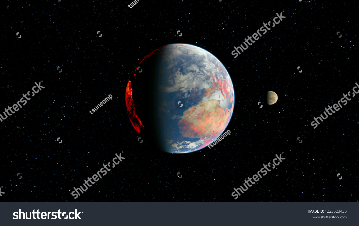 3D CG rendering of Space planet. Elements of this Image Furnished By NASA. #1223523430